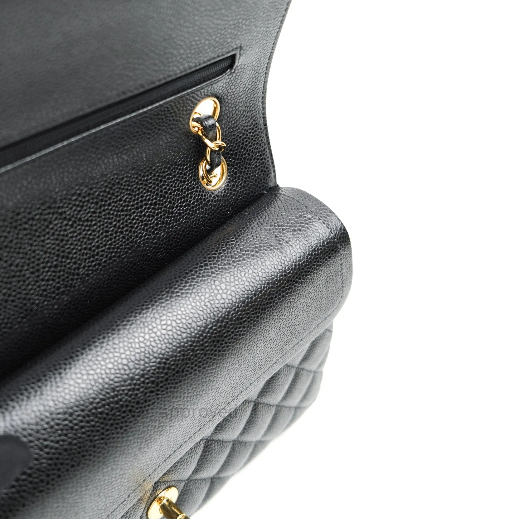 Chanel Classic M/L Double Flap Black Caviar Gold Hardware Bag
