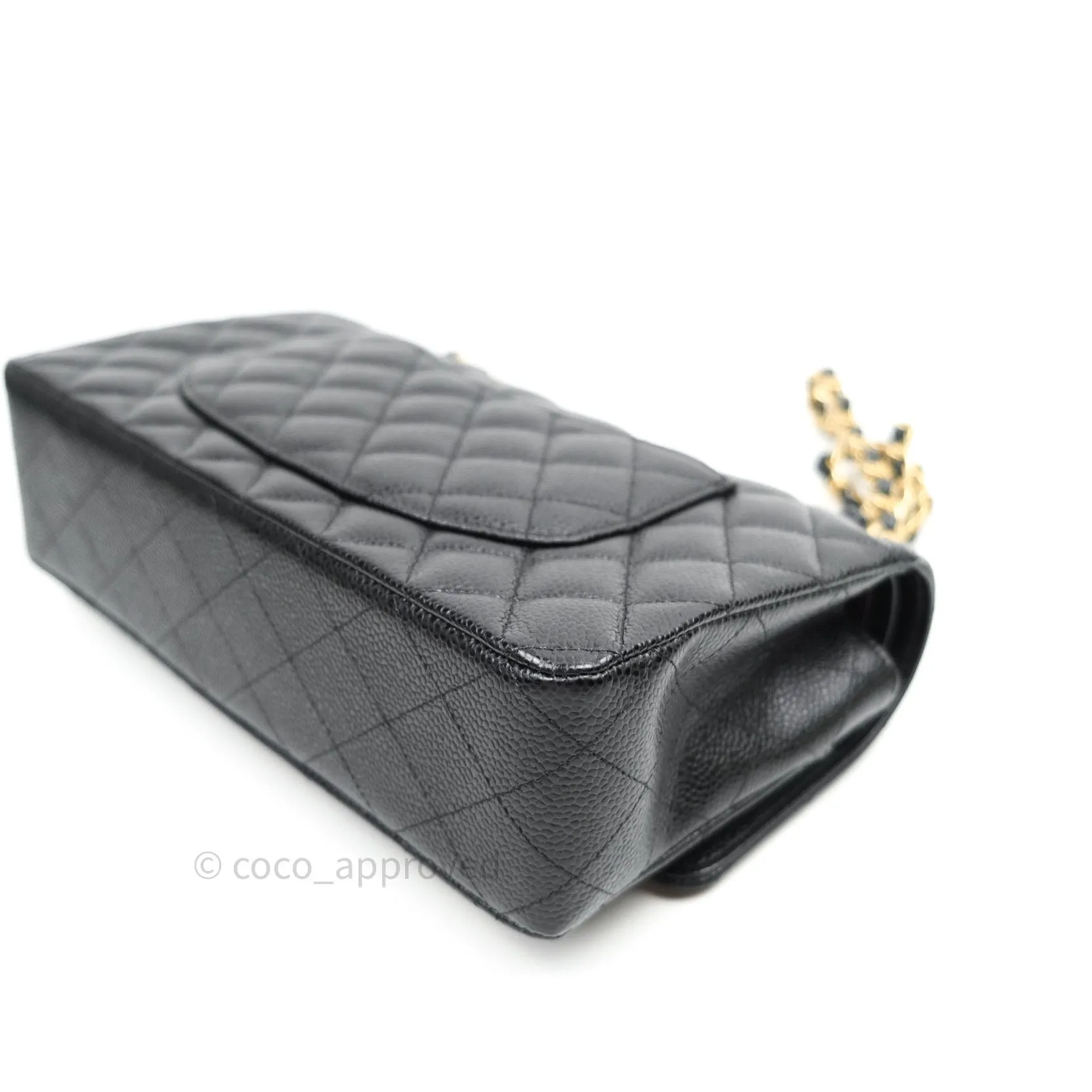 Chanel Classic M/L Double Flap Black Caviar Gold Hardware Bag