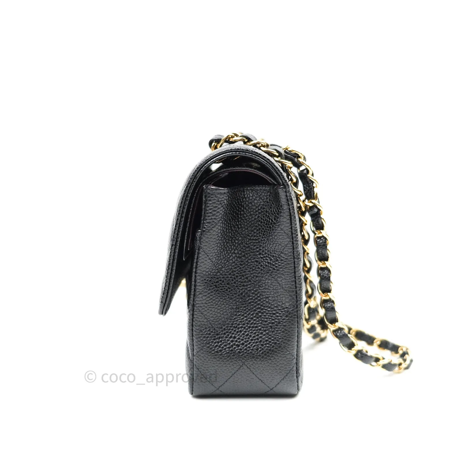 Chanel Classic M/L Double Flap Black Caviar Gold Hardware Bag