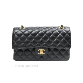 Chanel Classic M/L Double Flap Black Caviar Gold Hardware Bag