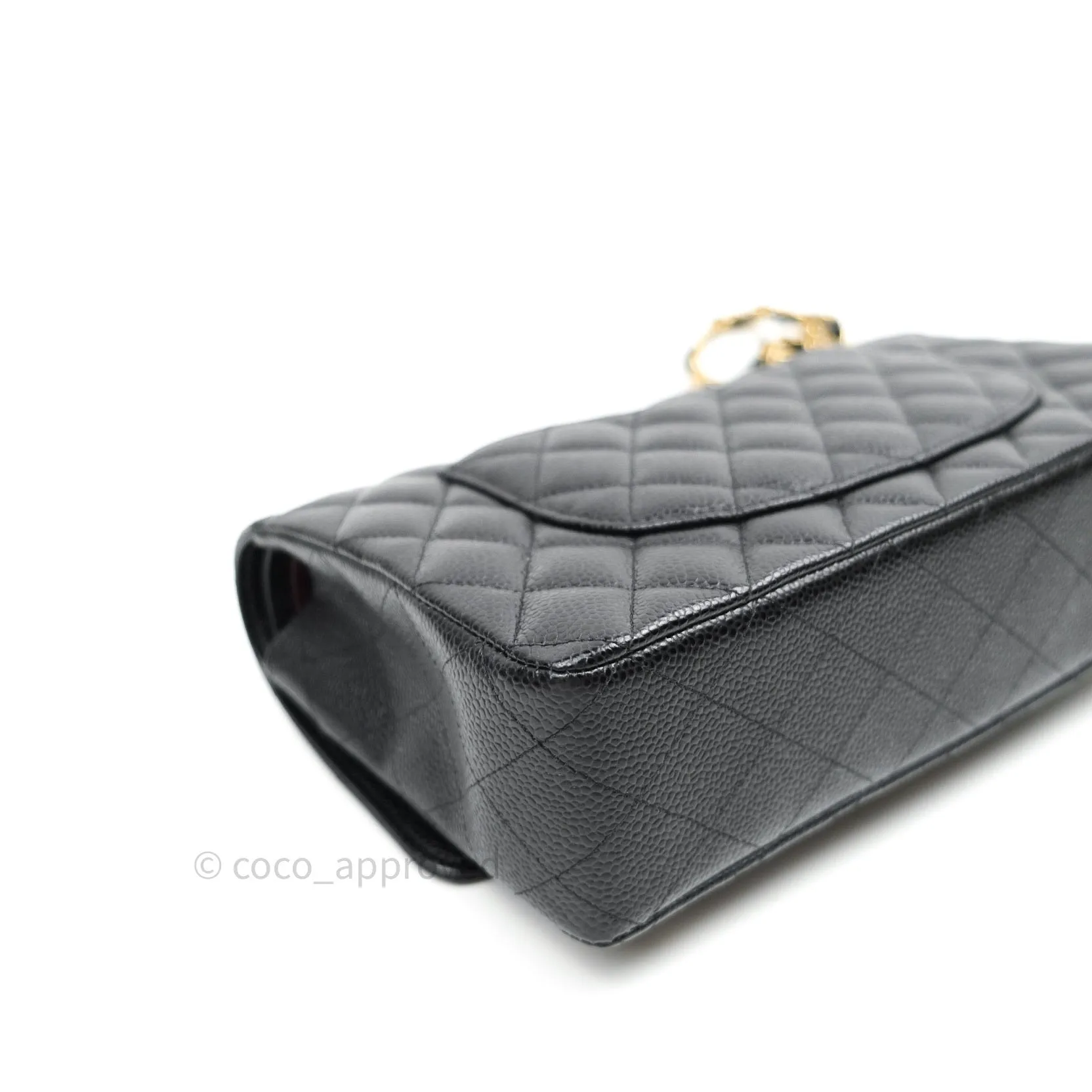 Chanel Classic M/L Double Flap Black Caviar Gold Hardware Bag