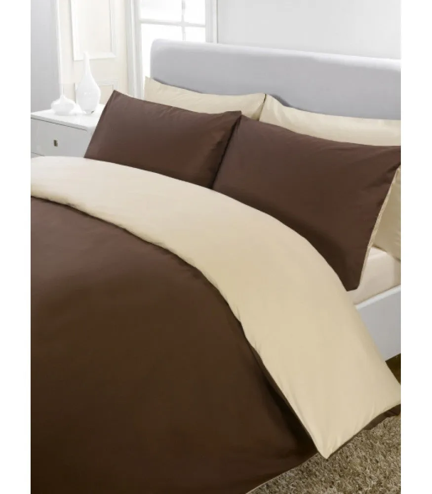 Chocolate Taupe Reversible Duvet Cover Set Egyptian Cotton 1000TC