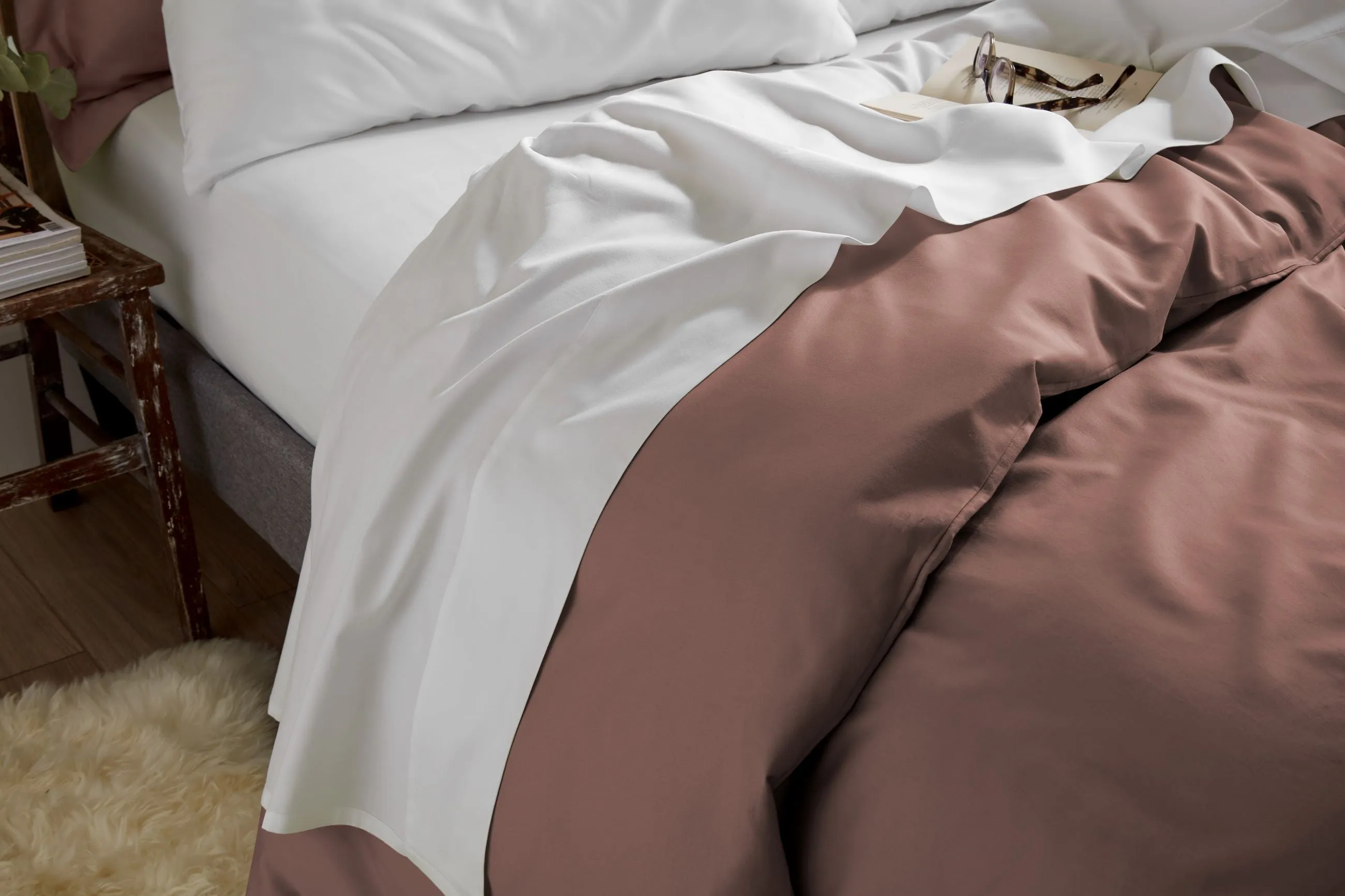 Earthy Pink Duvet Cover Set: 1 Duvet Cover & 2 Pillow Cases, 100% Organic Cotton