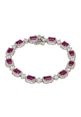 Elena Gemstone Bracelet in Ruby Silver