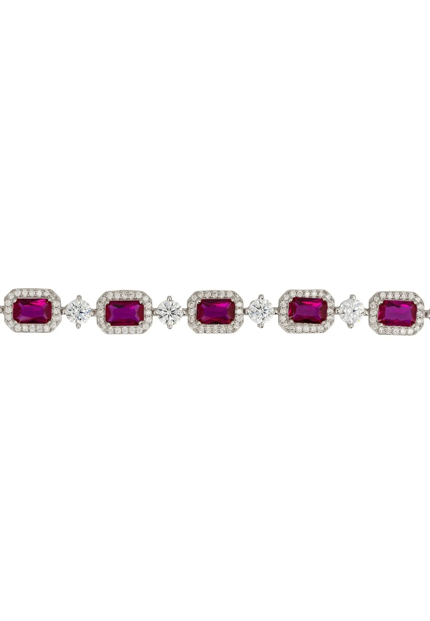 Elena Gemstone Bracelet in Ruby Silver