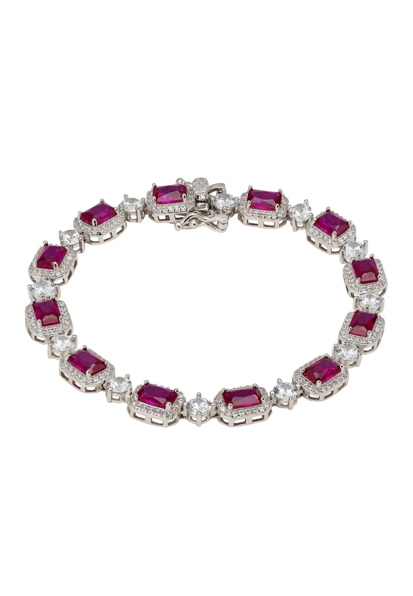 Elena Gemstone Bracelet in Ruby Silver
