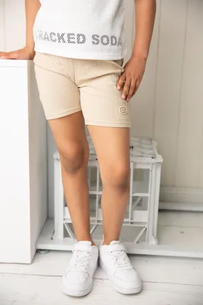 Ellie Embossed Shorts - Beige
