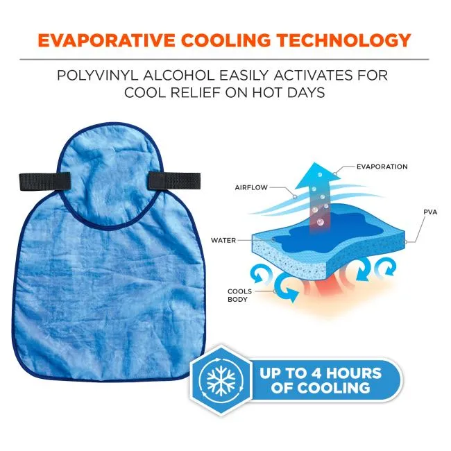 Ergodyne Chill-Its 6717CT Evaporative Cooling Hard Hat Liner Pad and Neck Shade Blue