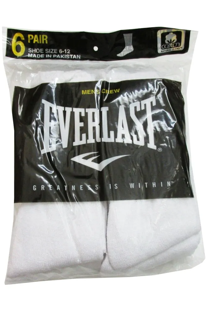 Everlast Men's 6 Pack Cotton Regular Tube Crew Socks Casual or Athletic