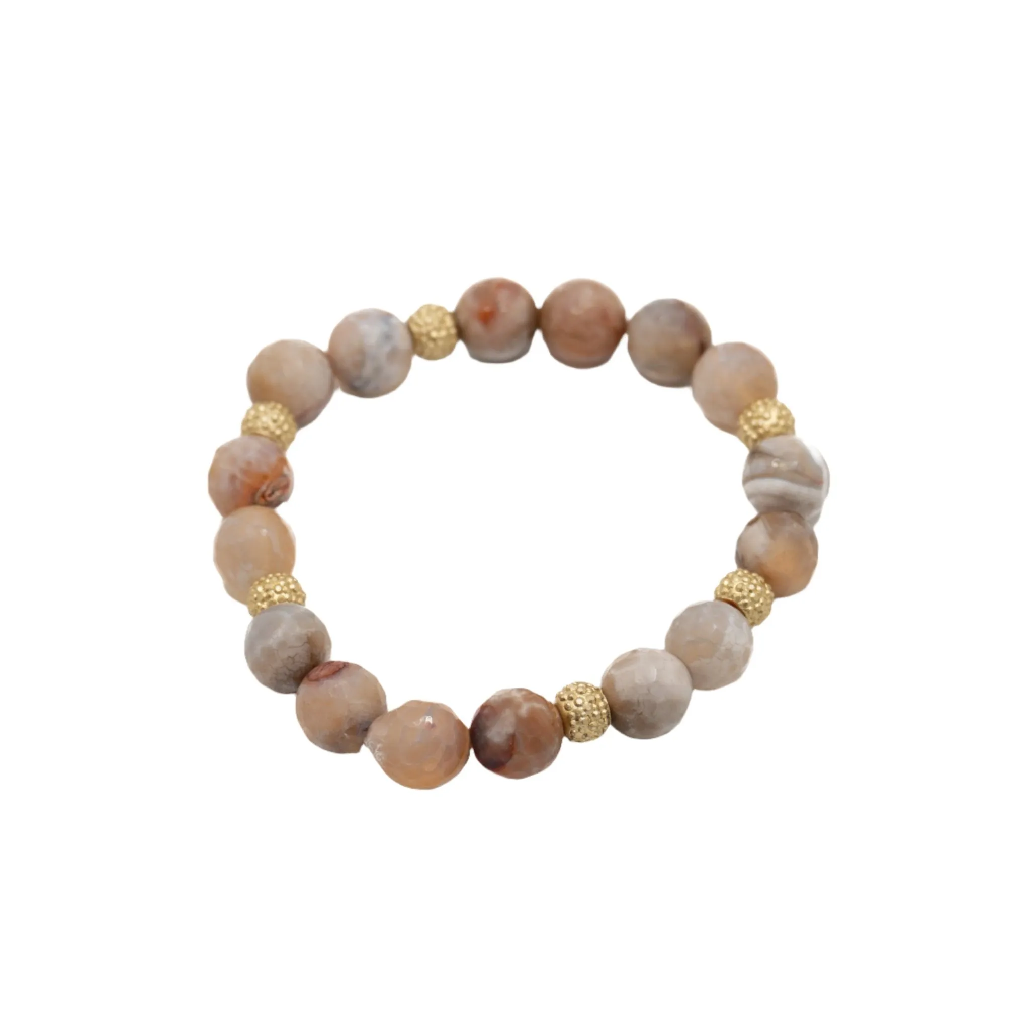Faceted Earthtone Stone & Gold Bracelet