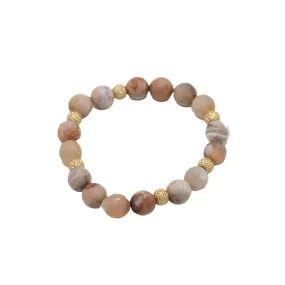 Faceted Earthtone Stone & Gold Bracelet