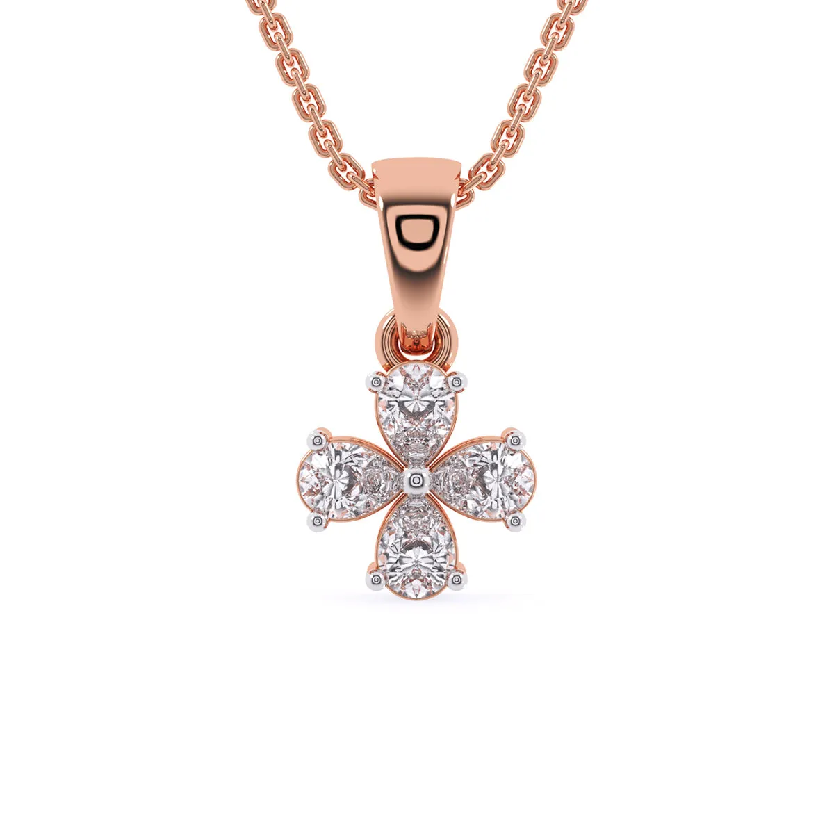 Four Pear Lab Grown Diamond Dainty Birthday Gift Pendant