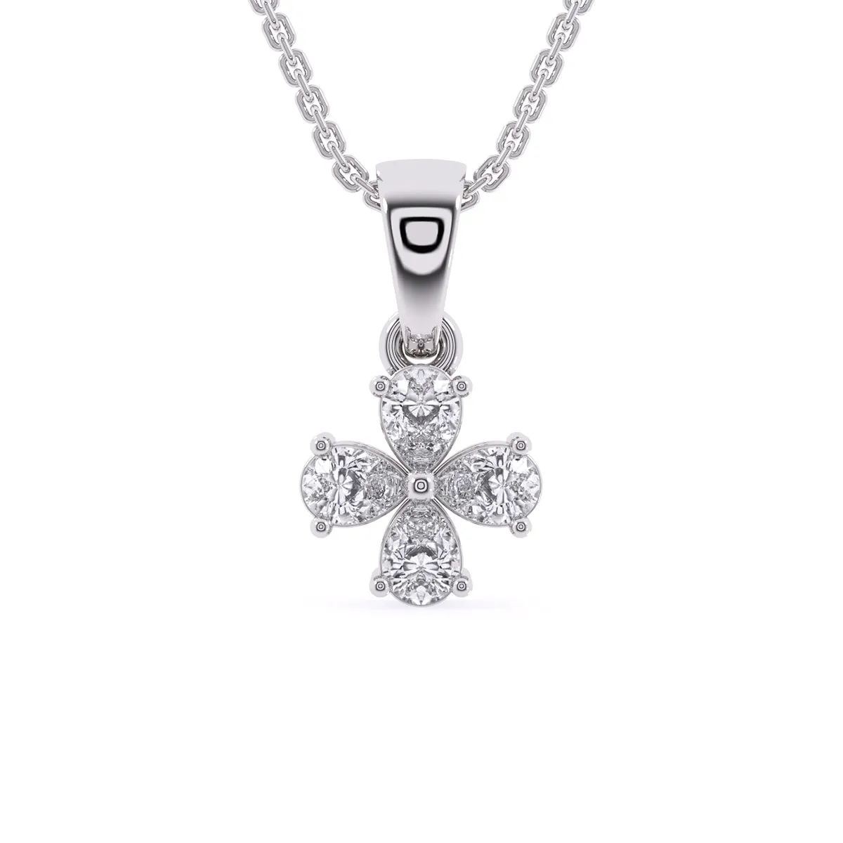 Four Pear Lab Grown Diamond Dainty Birthday Gift Pendant