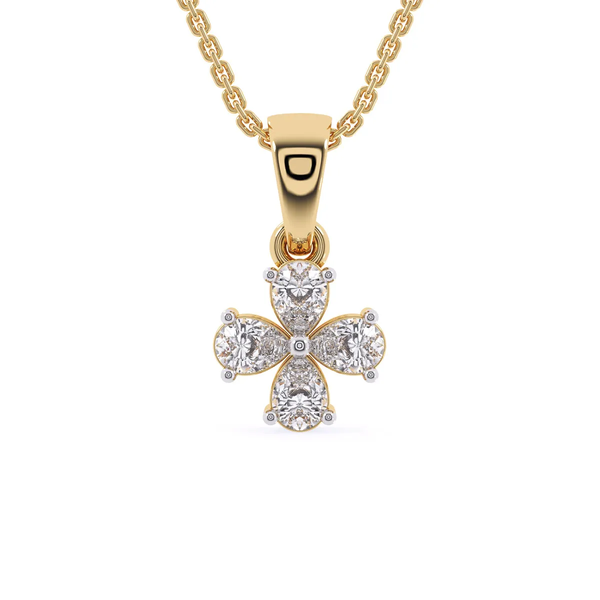 Four Pear Lab Grown Diamond Dainty Birthday Gift Pendant