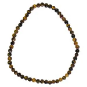 Gemstone 3mm Round Bracelet - Gold Tigereye
