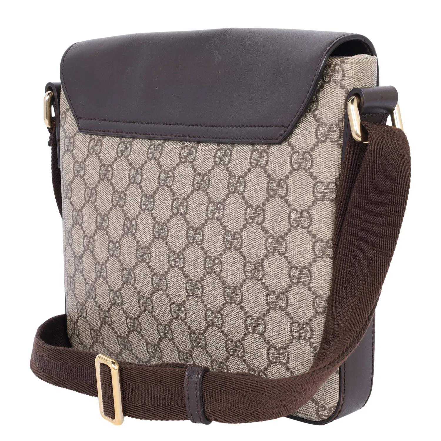 GG Supreme Monogram Selleria Calfskin Satchel Messenger Bag