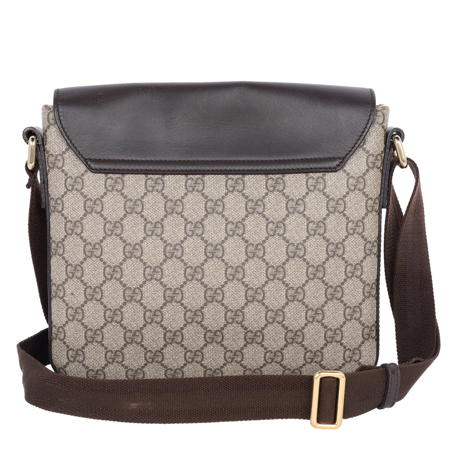 GG Supreme Monogram Selleria Calfskin Satchel Messenger Bag