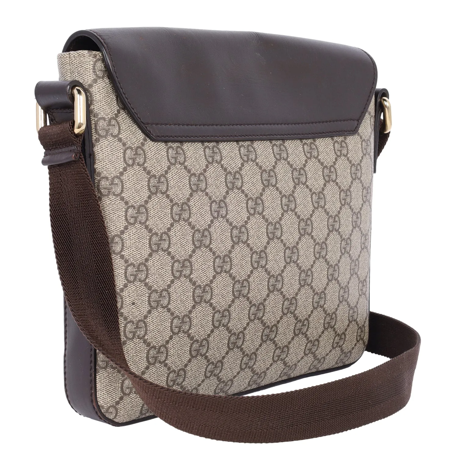 GG Supreme Monogram Selleria Calfskin Satchel Messenger Bag
