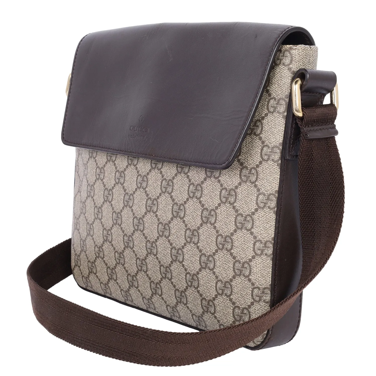GG Supreme Monogram Selleria Calfskin Satchel Messenger Bag