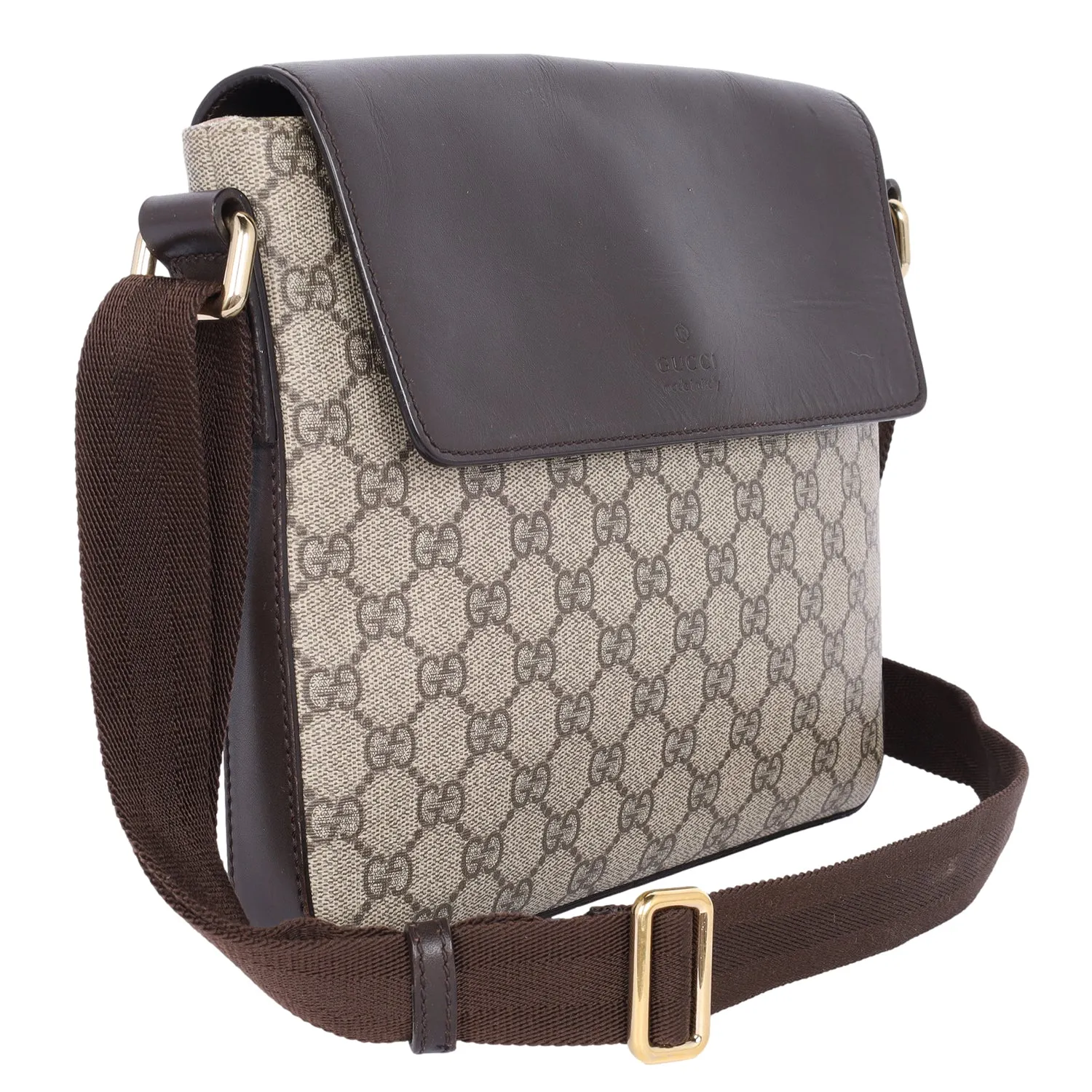 GG Supreme Monogram Selleria Calfskin Satchel Messenger Bag