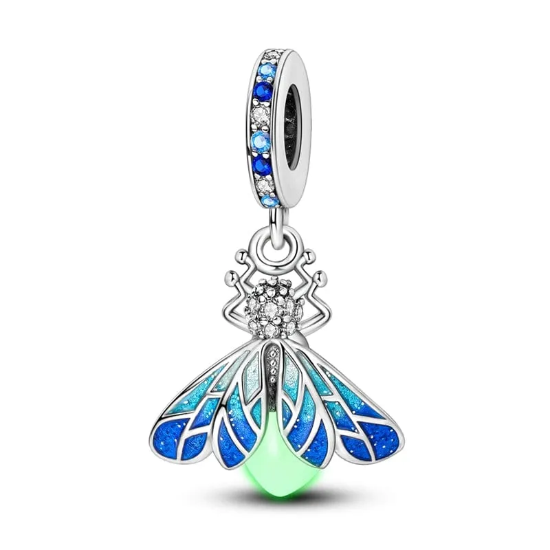 Glow-in-the-dark Blue Firefly Dangle Charm