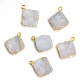 Gold Leafed Natural Drusy Square Pendant 1 Piece