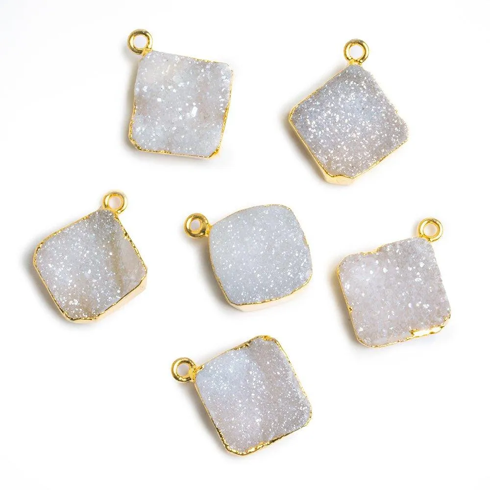 Gold Leafed Natural Drusy Square Pendant 1 Piece