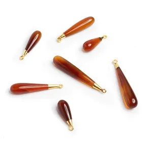 Gold Leafed Teardrop Pendants - Lot of 7