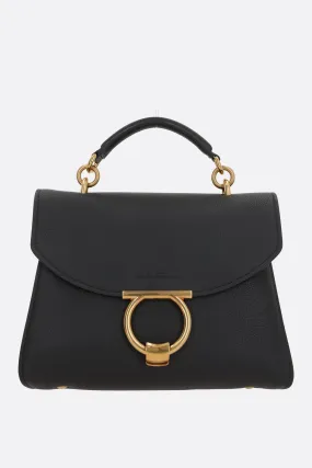 Grained Leather Flap Handbag