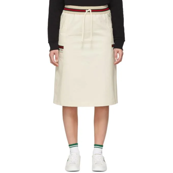 Gucci Off-White Canvas Panama Skirt
