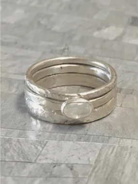 Handmade Sterling Silver Moonstone Ring Set