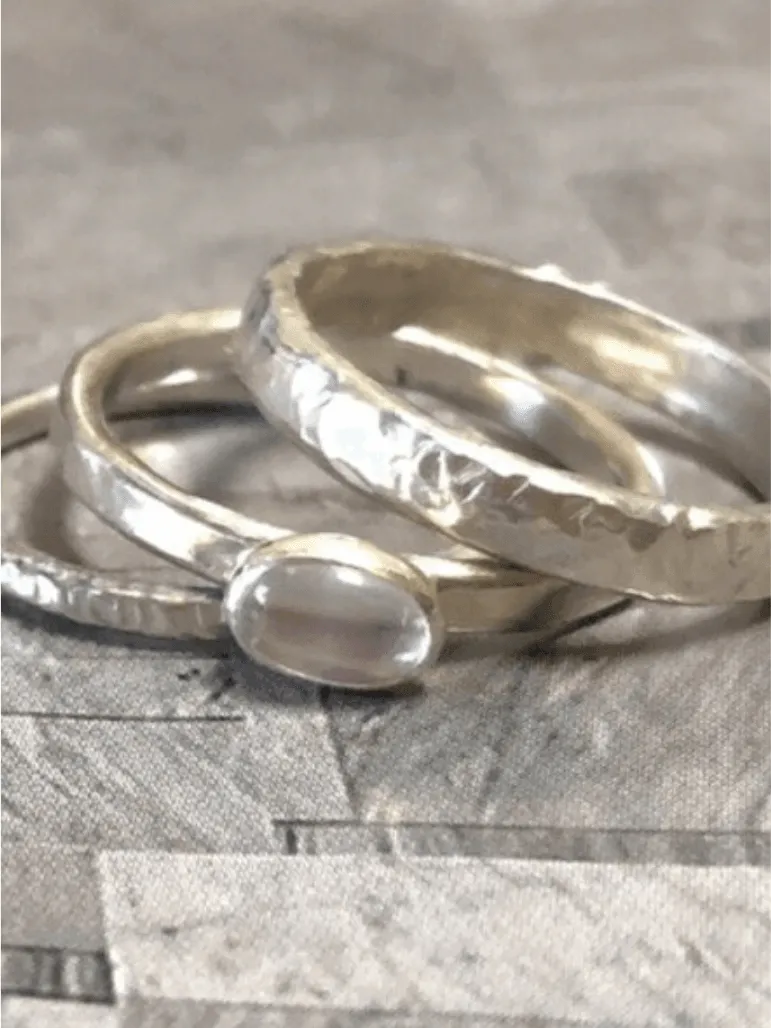Handmade Sterling Silver Moonstone Ring Set