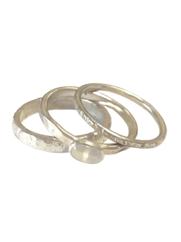 Handmade Sterling Silver Moonstone Ring Set