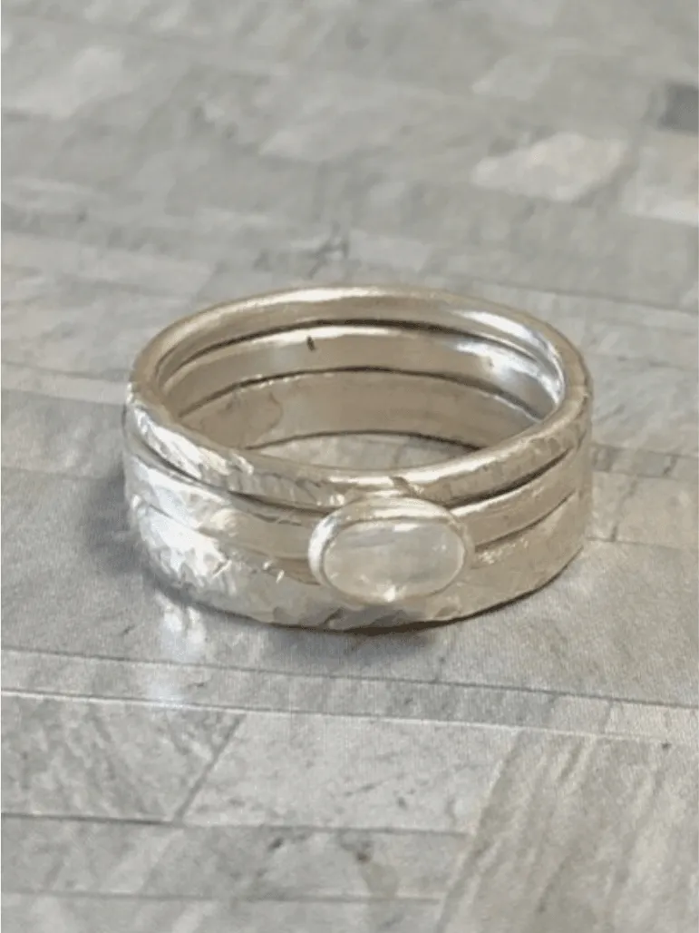 Handmade Sterling Silver Moonstone Ring Set