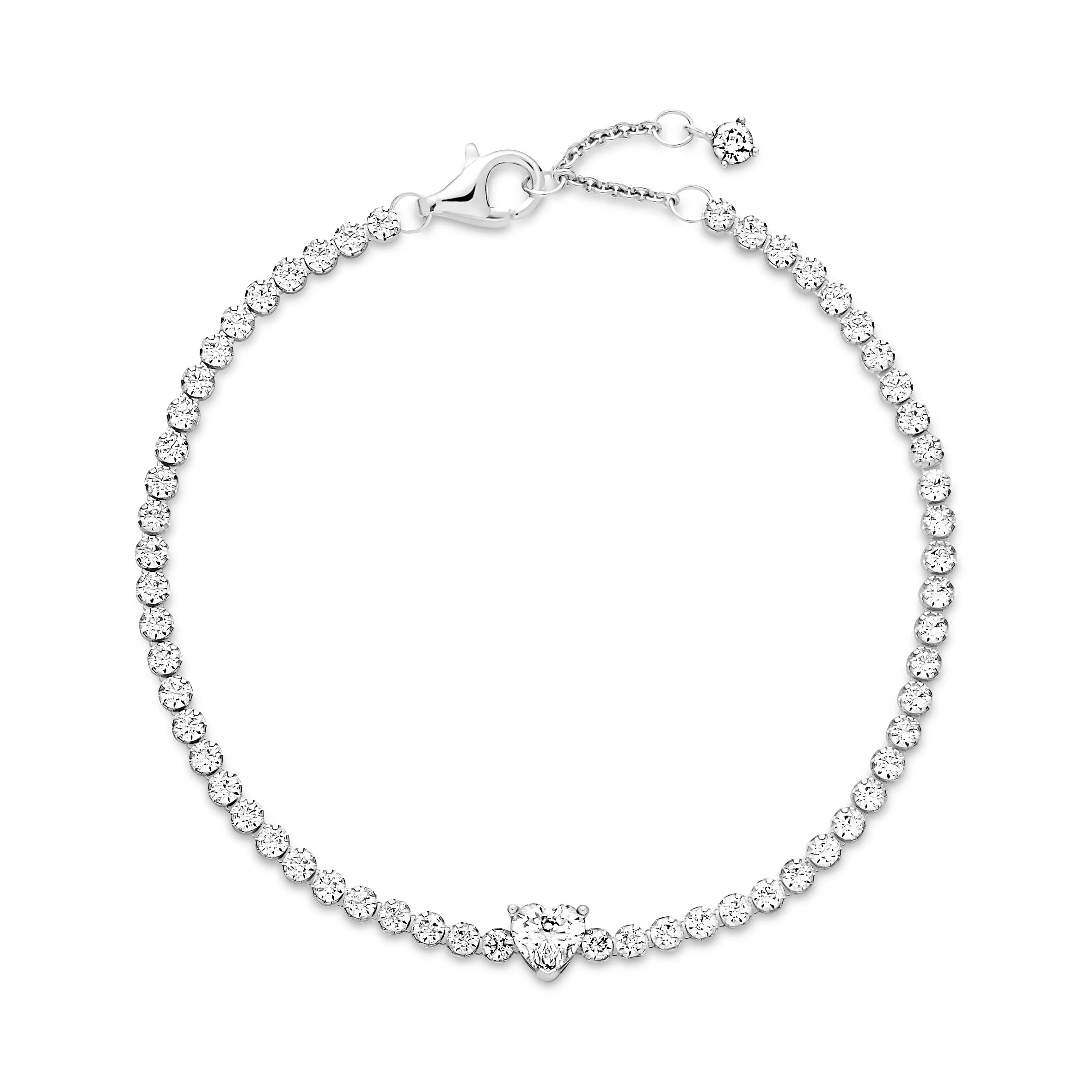 Heart Sterling Silver Tennis Bracelet