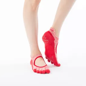 Heather Toe Footie Grip Socks With Power Pads