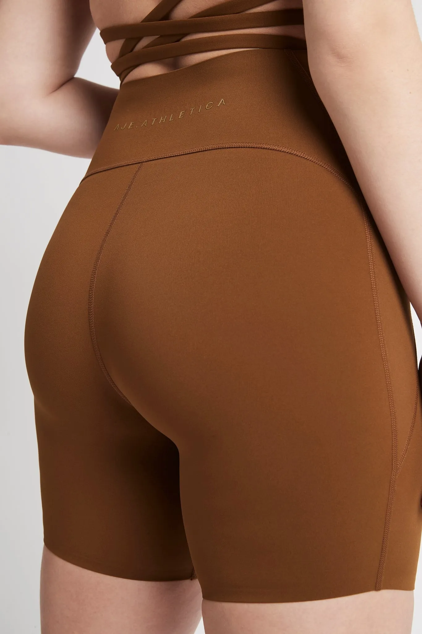 High Rise Mid Length Embossed Bike Short 615