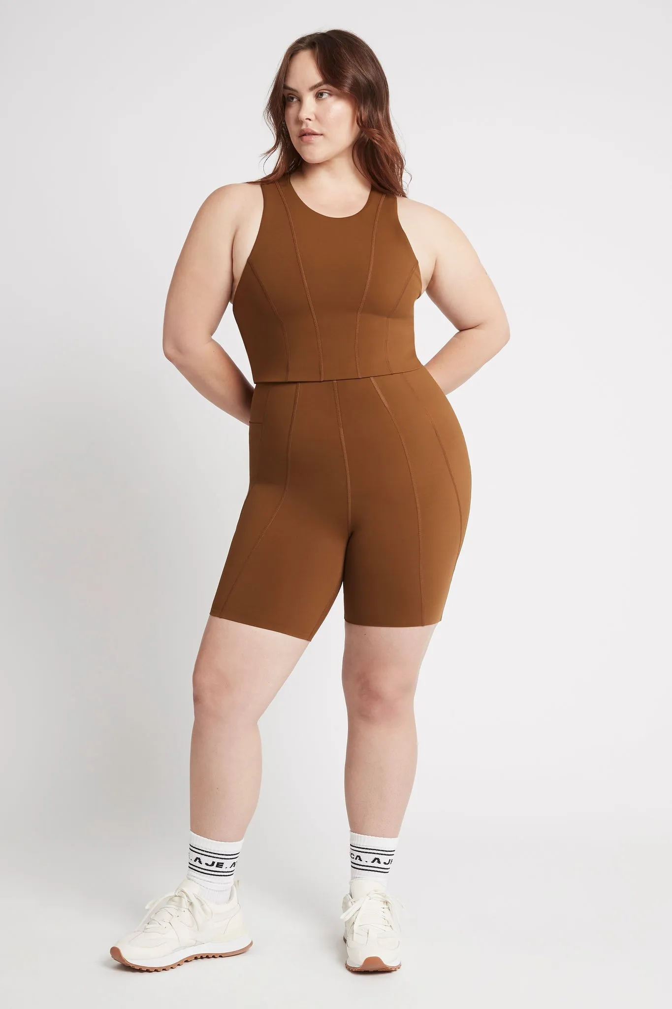 High Rise Mid Length Embossed Bike Short 615