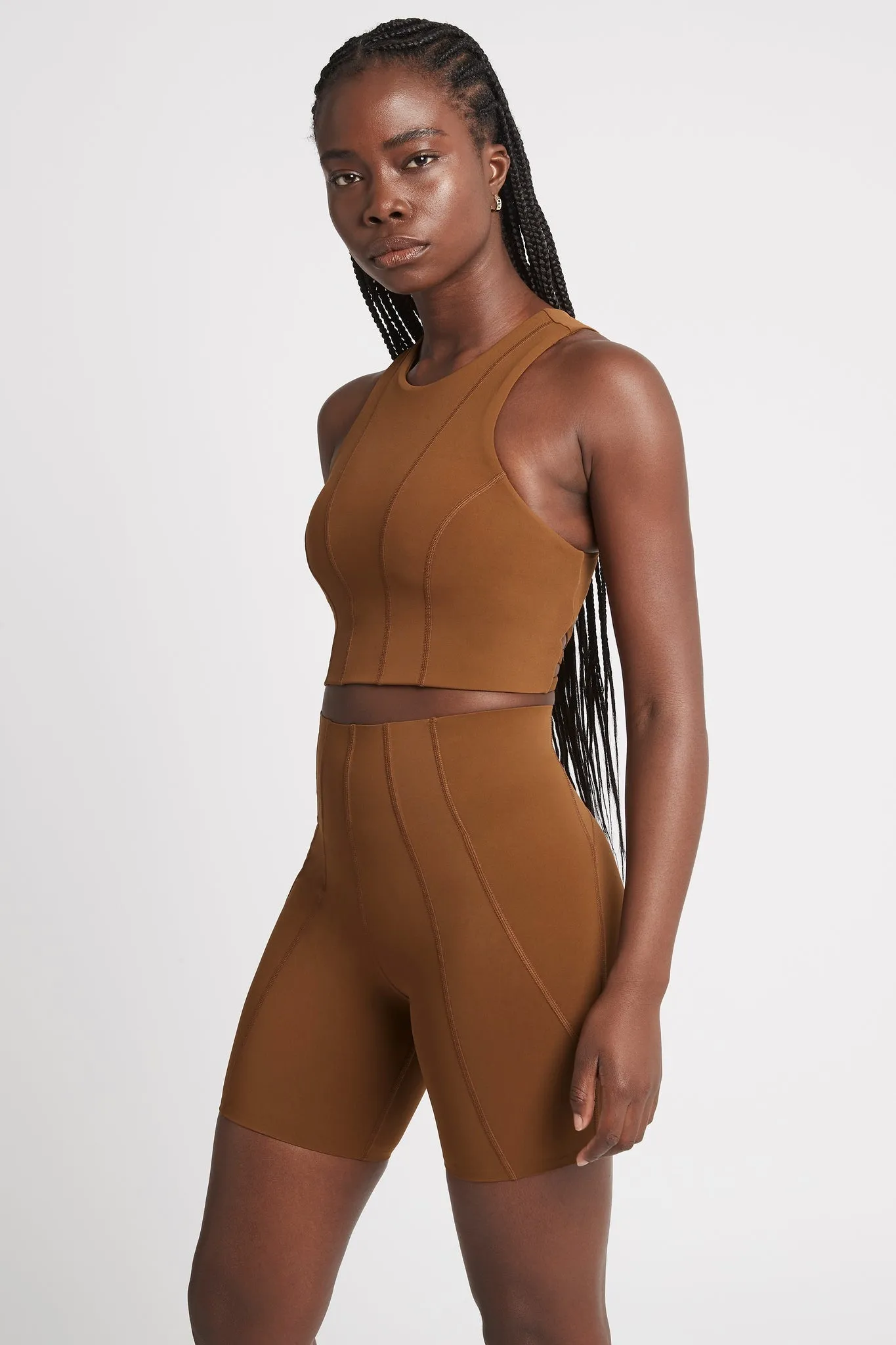 High Rise Mid Length Embossed Bike Short 615
