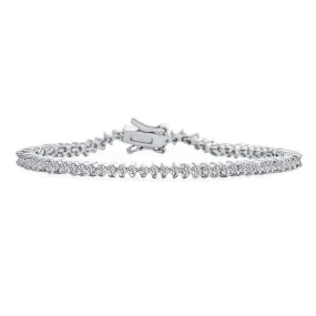 Holiday Party Bridal Ultra Thin CZ Tennis Bracelet Silver Plated 7 Inch