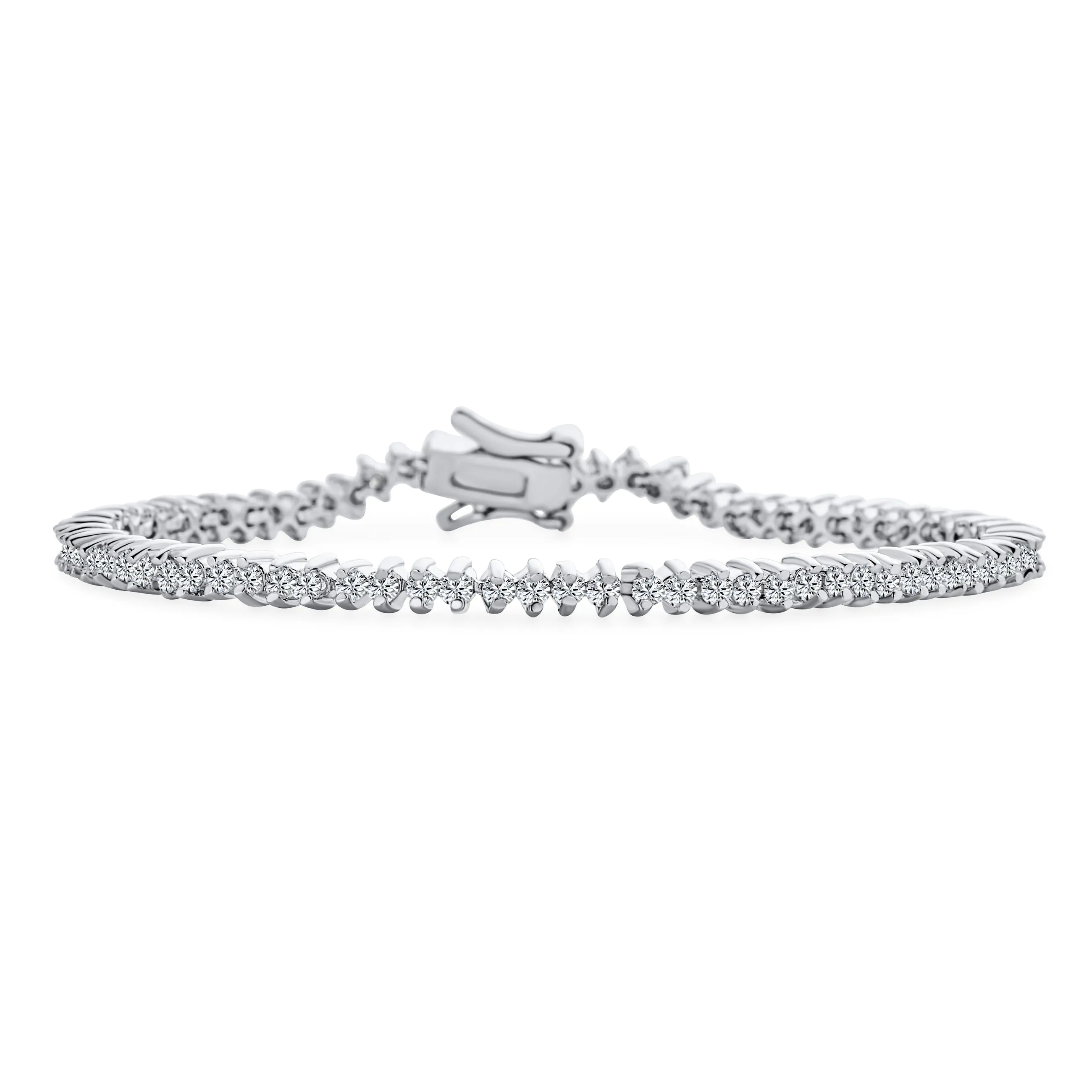Holiday Party Bridal Ultra Thin CZ Tennis Bracelet Silver Plated 7 Inch