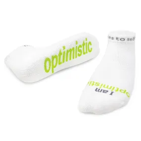 I am optimistic® white low-cut socks