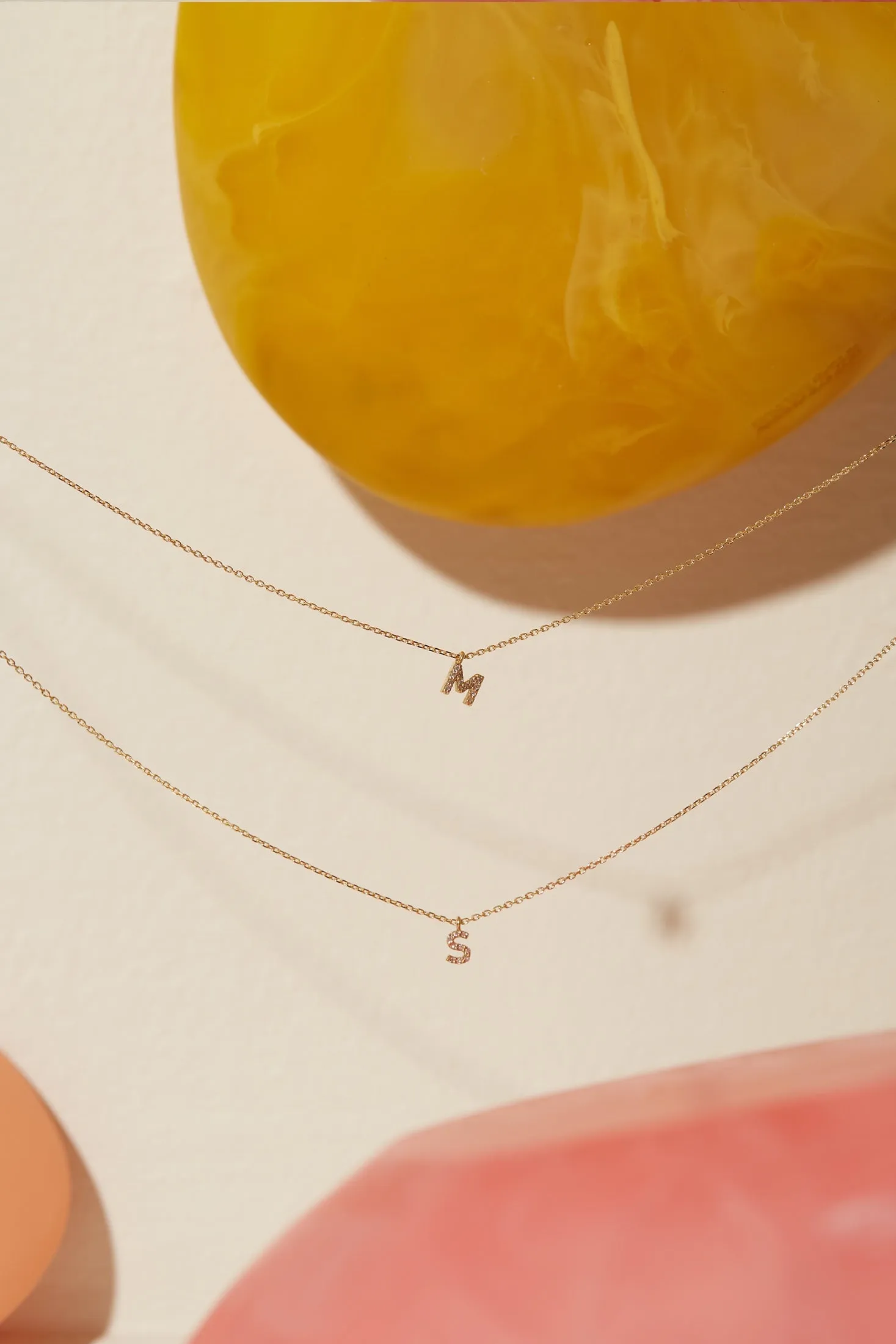 IN STOCK DIAMOND INITIAL NECKLACE ROSE GOLD