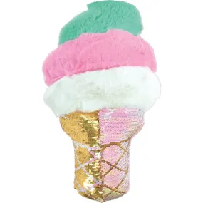 Iscream Swirl Ice Cream Cone Reversible Sequin Pillow