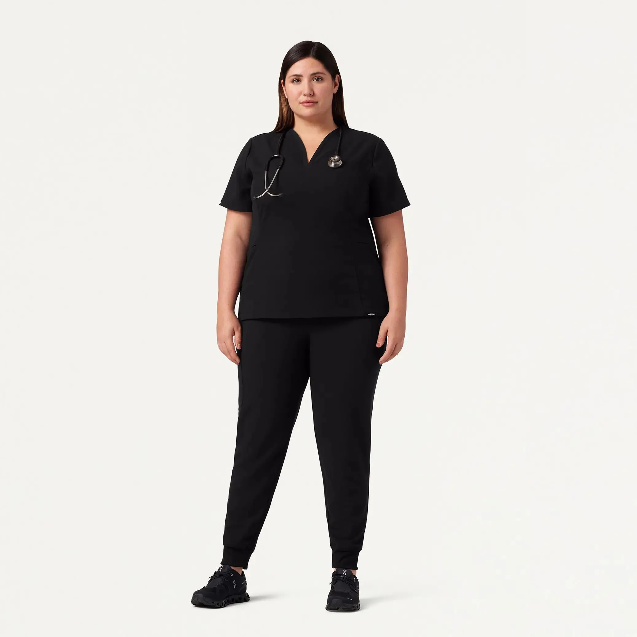 Jaanuu Women's Silex Slim Knit-Waist Scrub Jogger - Black