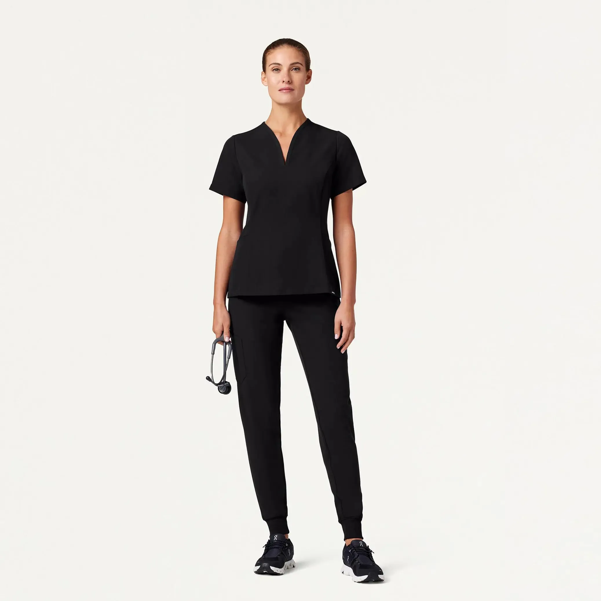 Jaanuu Women's Silex Slim Knit-Waist Scrub Jogger - Black