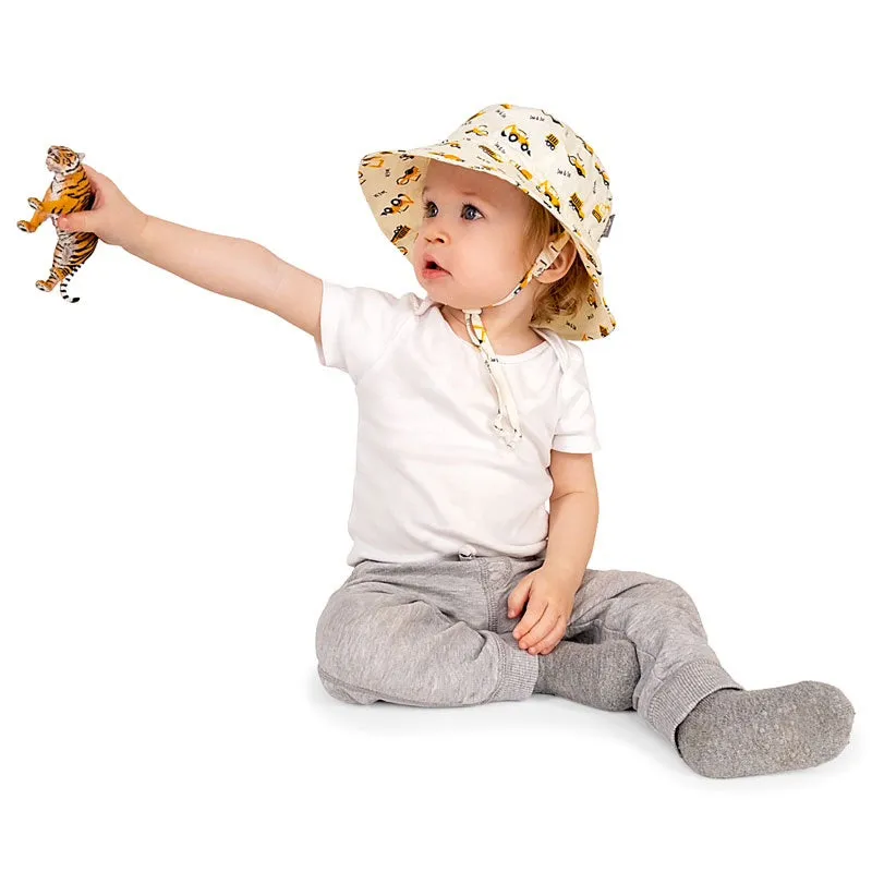 Jan & Jul Gro-with-me Bucket Hat in Little Diggers Print: Sizes S to XL
