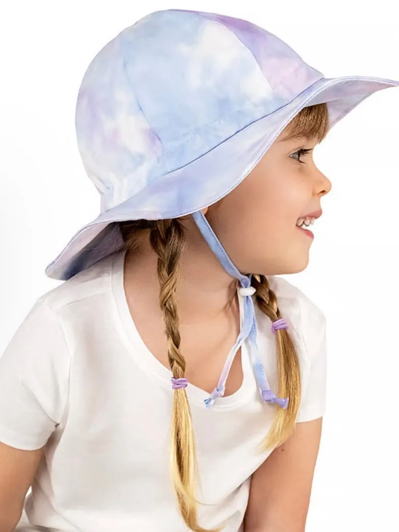 Jan & Jul Gro-with-me Cotton Floppy Hat in Cotton Candy Tie-Dye: Sizes S to XL