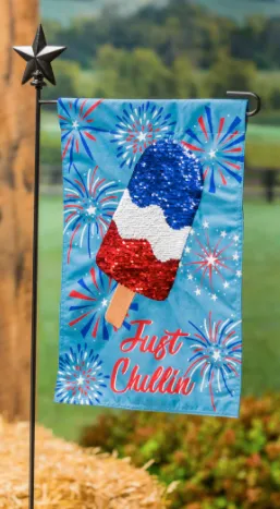 Just Chillin' Reversible Popsicle Garden Linen Flag