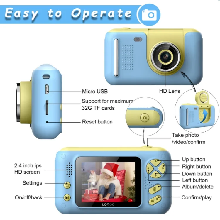 Kids HD Reversible 2.4-Inch SLR Camera with 1080P Video and Autofocus